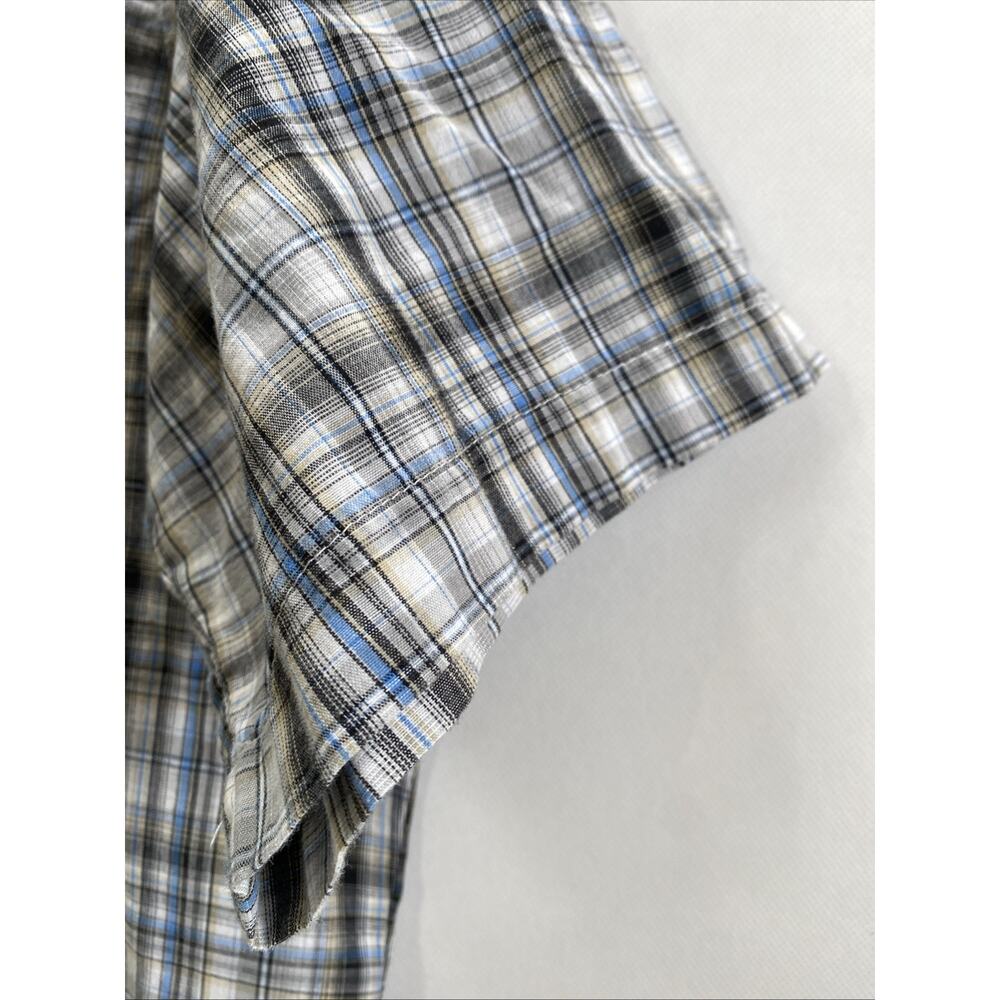 Wrangler Plaid Pearl Snap Short Sleeve Western Shirt Mens XL 50 Blue Gray White - Picture 6 of 8